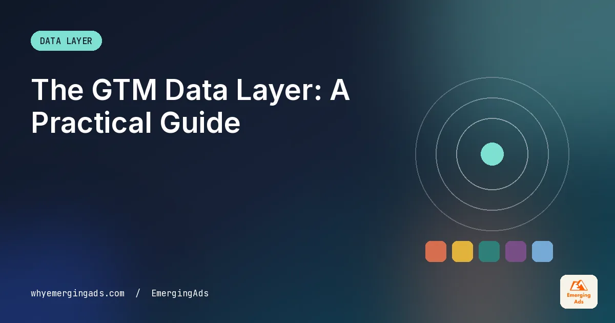 GTM data layer guide cover showing a website sending structured events into Google Tag Manager